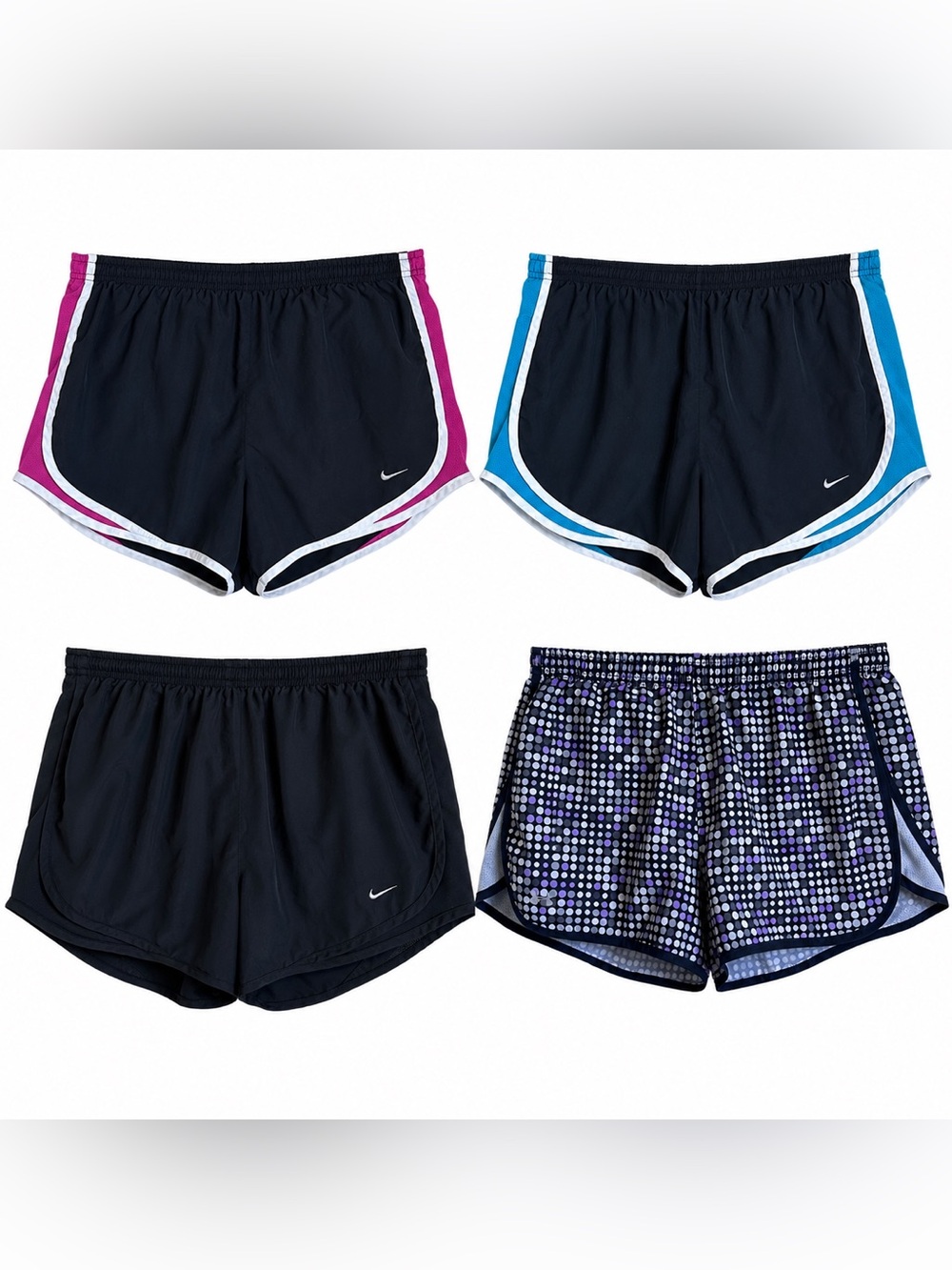 Nike Under Armour Women’s Running Shorts Size M Lot of 4 Dri-FIT Athletic Bundle